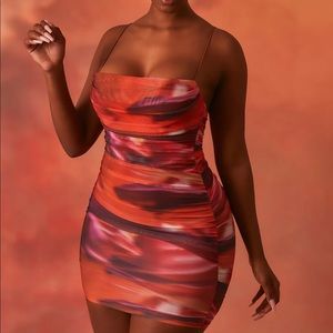 ❗️SOLD❗️Oh Polly Dress - Lunar Sleeveless Bodycon Ruched Mesh Mini Dress